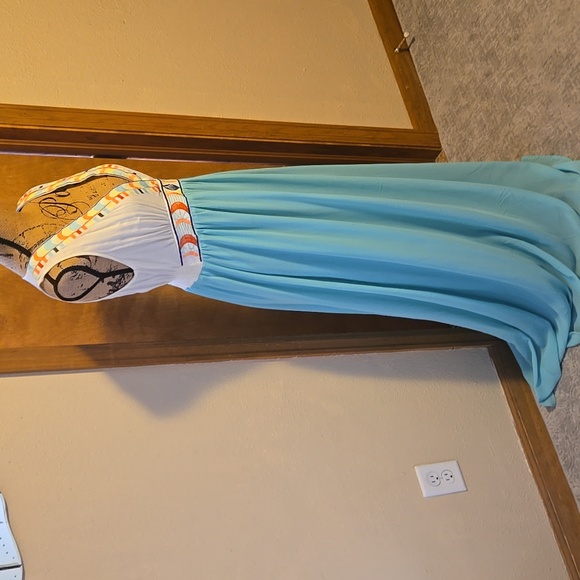 Flying Tomato Embroidered Empire Waist Tropical Beach Chiffon Maxi Dress L - Picture 5 of 8